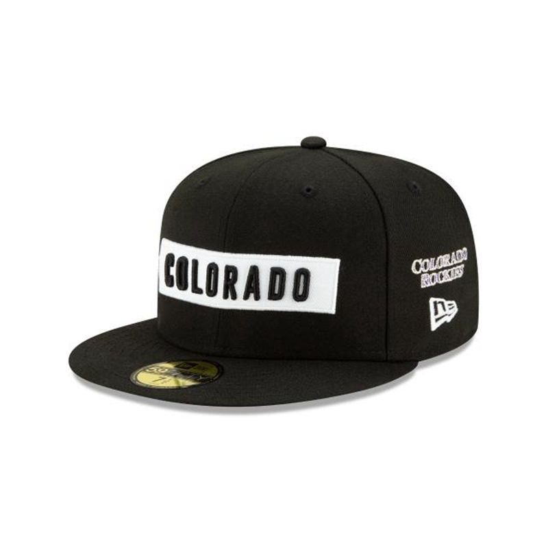 MLB Colorado Rockies Boxed Wordmark 59Fifty Fitted (OEV4426) - Black New Era Caps